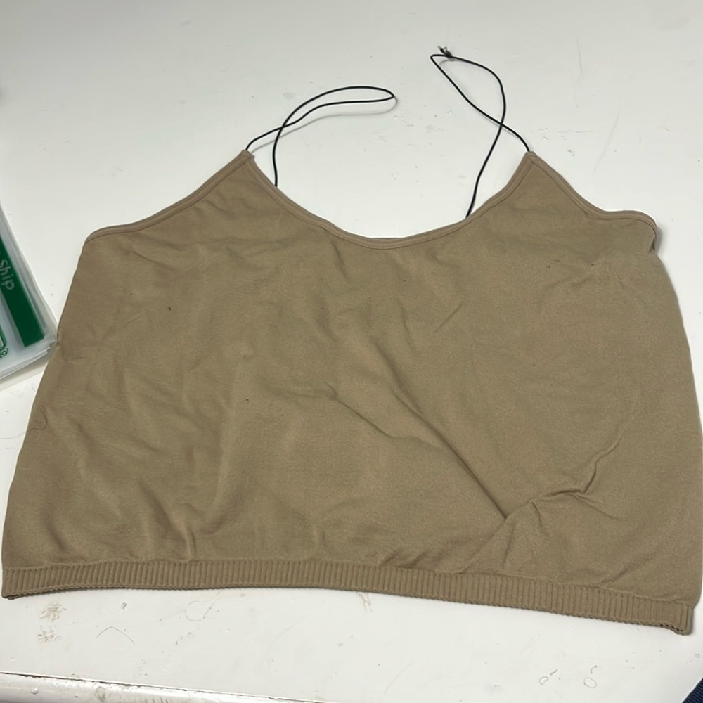 Ododos XL/XXL Tan Cropped Basic Tank Top